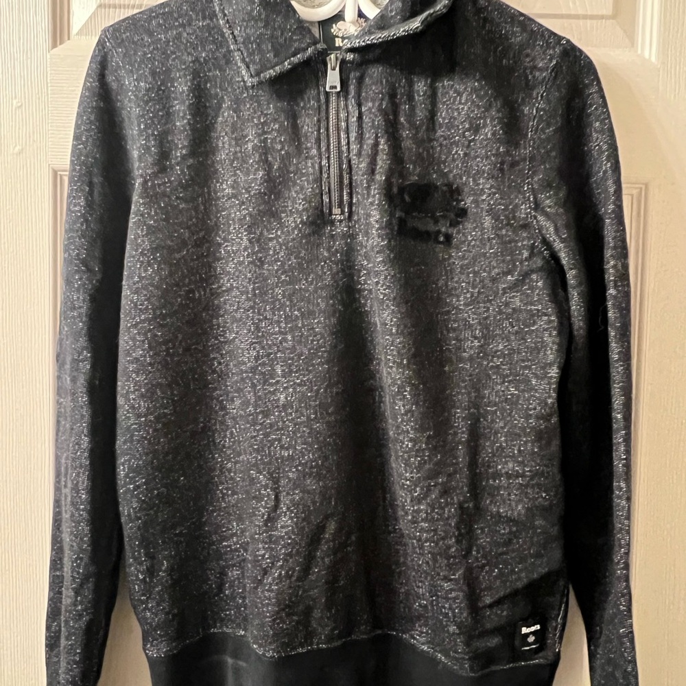 Roots Heathered Black Zip-Up Sweater